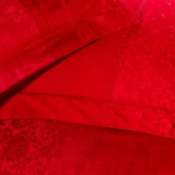 红富士生态家纺 幸福婚庆系列富贵床上用品大红四件套C18905 盛世年华